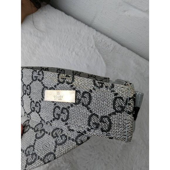 Gucci Sun Visor GG Logo Plate Hat Light Gray Black&Gray Strap Designer One Size - Picture 9 of 11